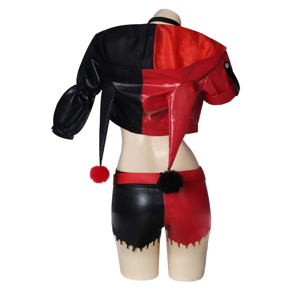 Suicide Squad Isekai 2024 TV Harley Quinn Red Black Patchwork Set Cosplay Costume Outfits