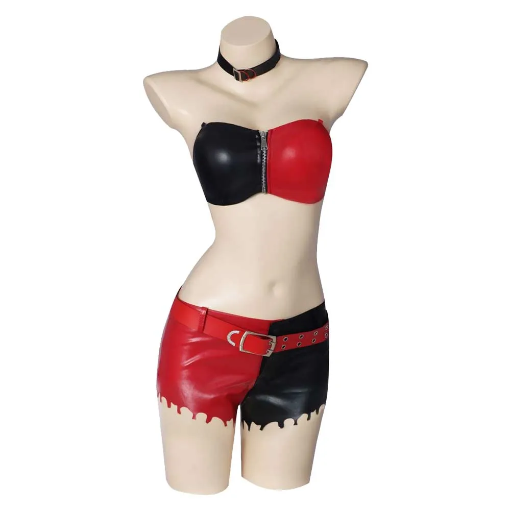 Suicide Squad Isekai 2024 TV Harley Quinn Red Black Patchwork Set Cosplay Costume Outfits