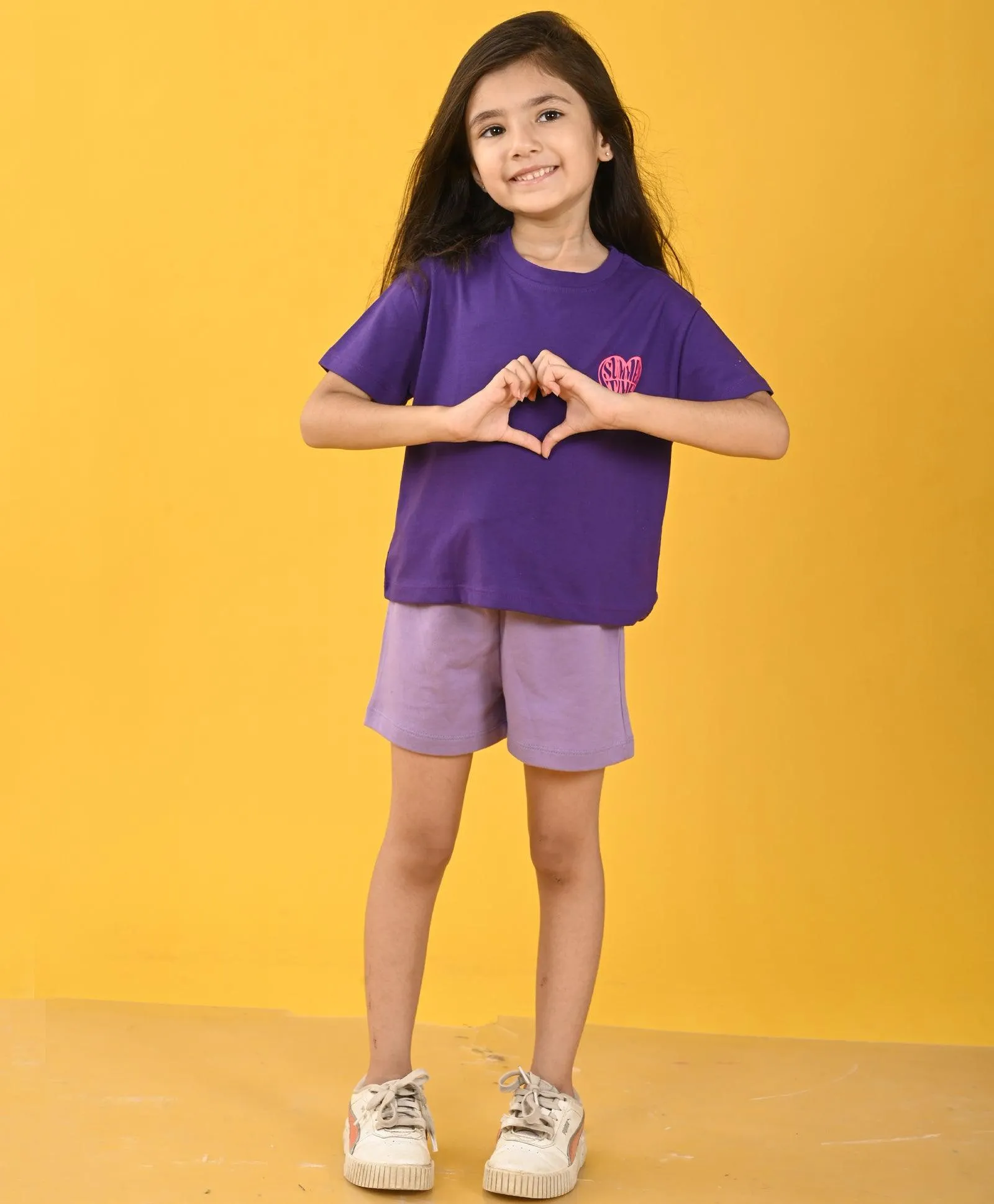 SUMMER TIME PURPLE GIRLS SHORTS SET - PURPLE