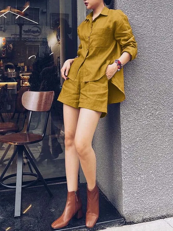 Summertime Retreat Button Front Pocket Two-Piece Set
