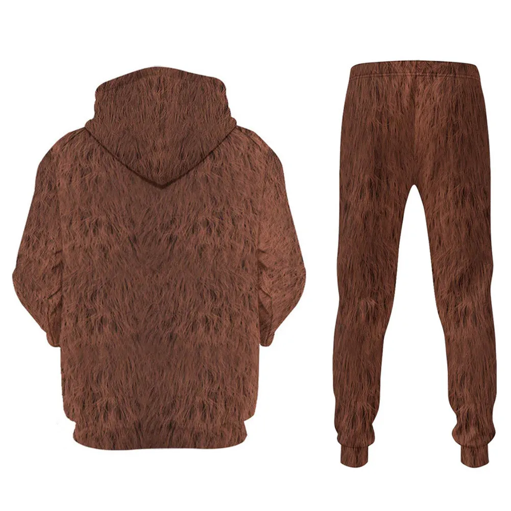 Super Mario Bros Donkey Kong Game Character Brown Hoodie 3D Printed Hooded Pullover Sweatshirt Set