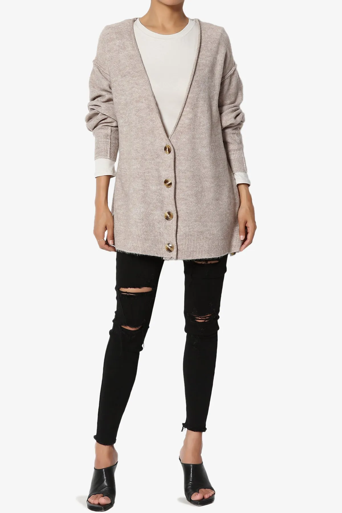 Taryn Loose Melange Knit Cardigan