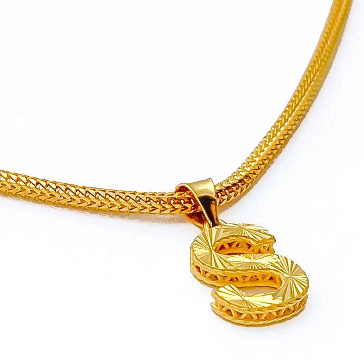 Tasteful Adorned 22k Gold Letter Pendant