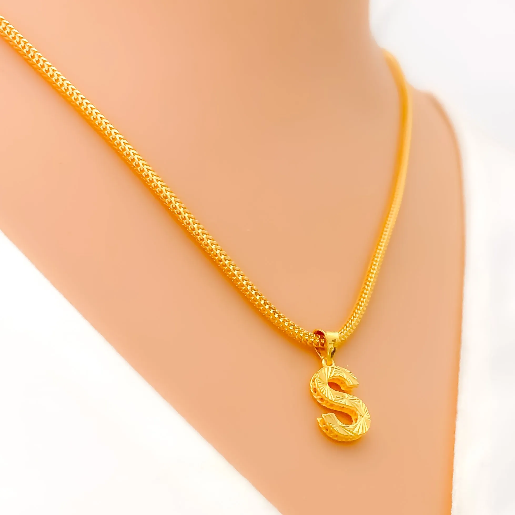 Tasteful Adorned 22k Gold Letter Pendant