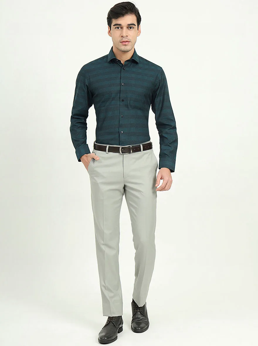 Teal Green & Black Checked Slim Fit Formal Shirt | Greenfire