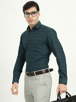 Teal Green & Black Checked Slim Fit Formal Shirt | Greenfire