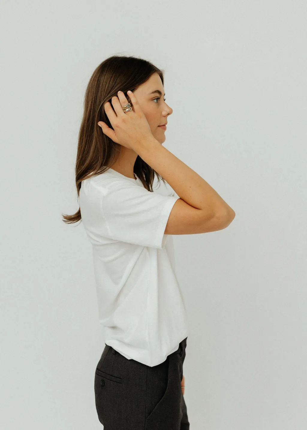 Éterne Short Sleeve Boyfriend T-Shirt in Ivory