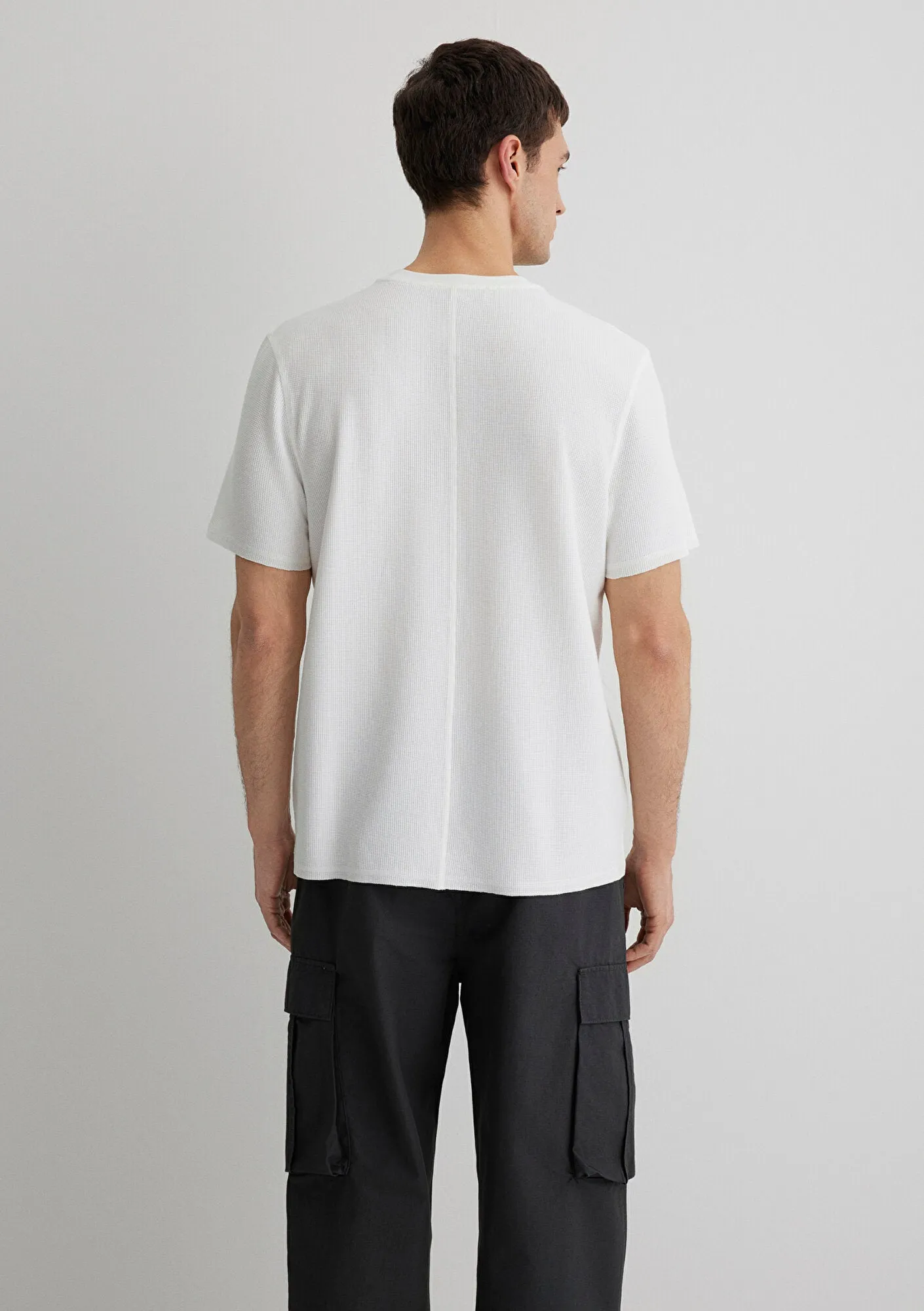 Textured White Basic T-Shirt