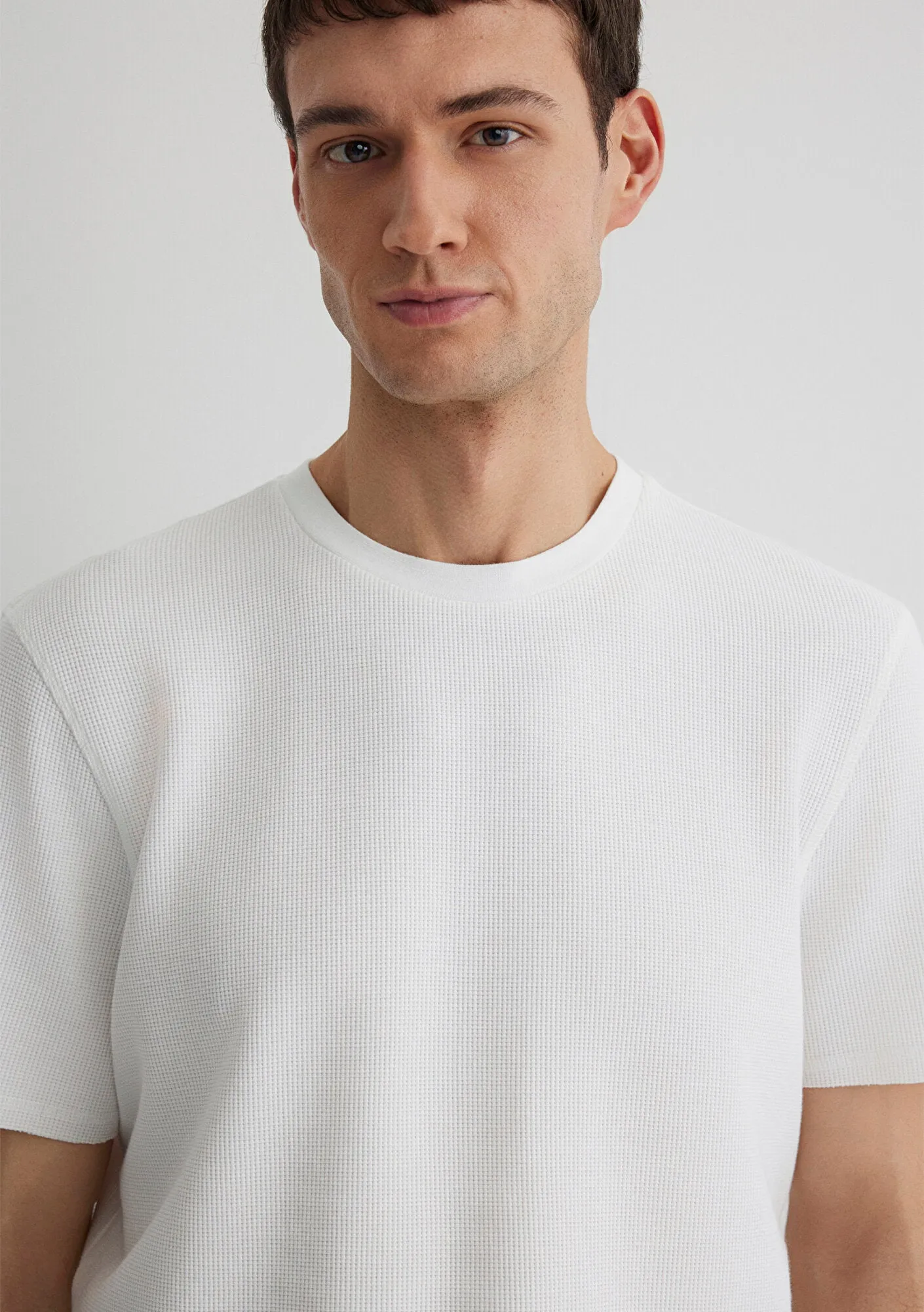 Textured White Basic T-Shirt