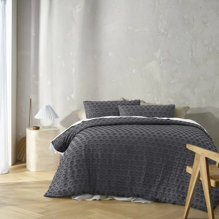 The Big Sleep Charcoal Circles Soft Touch Tufted Quilt Cover Sets