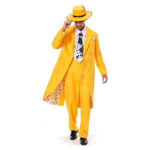 The Mask Jim Carrey Yellow Suit Cosplay Costume Men Uniform Outfit Halloween Carnival Costume
