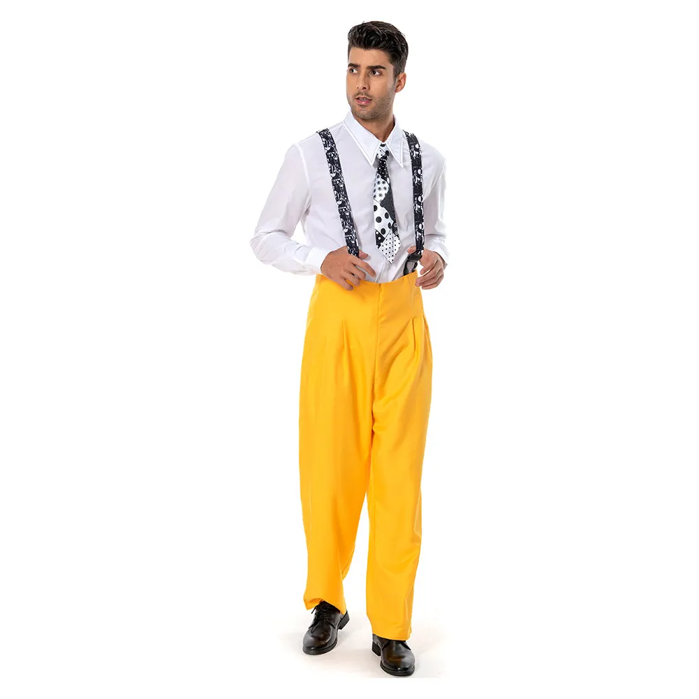 The Mask Jim Carrey Yellow Suit Cosplay Costume Men Uniform Outfit Halloween Carnival Costume