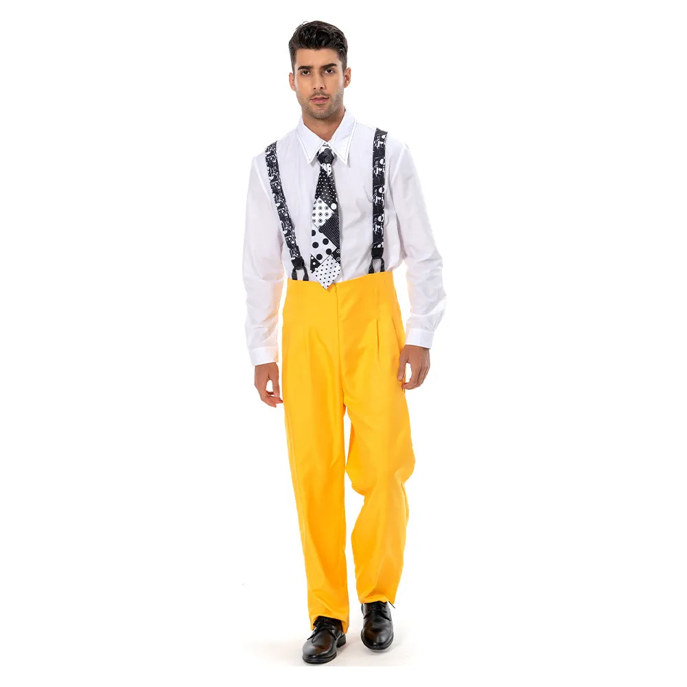 The Mask Jim Carrey Yellow Suit Cosplay Costume Men Uniform Outfit Halloween Carnival Costume