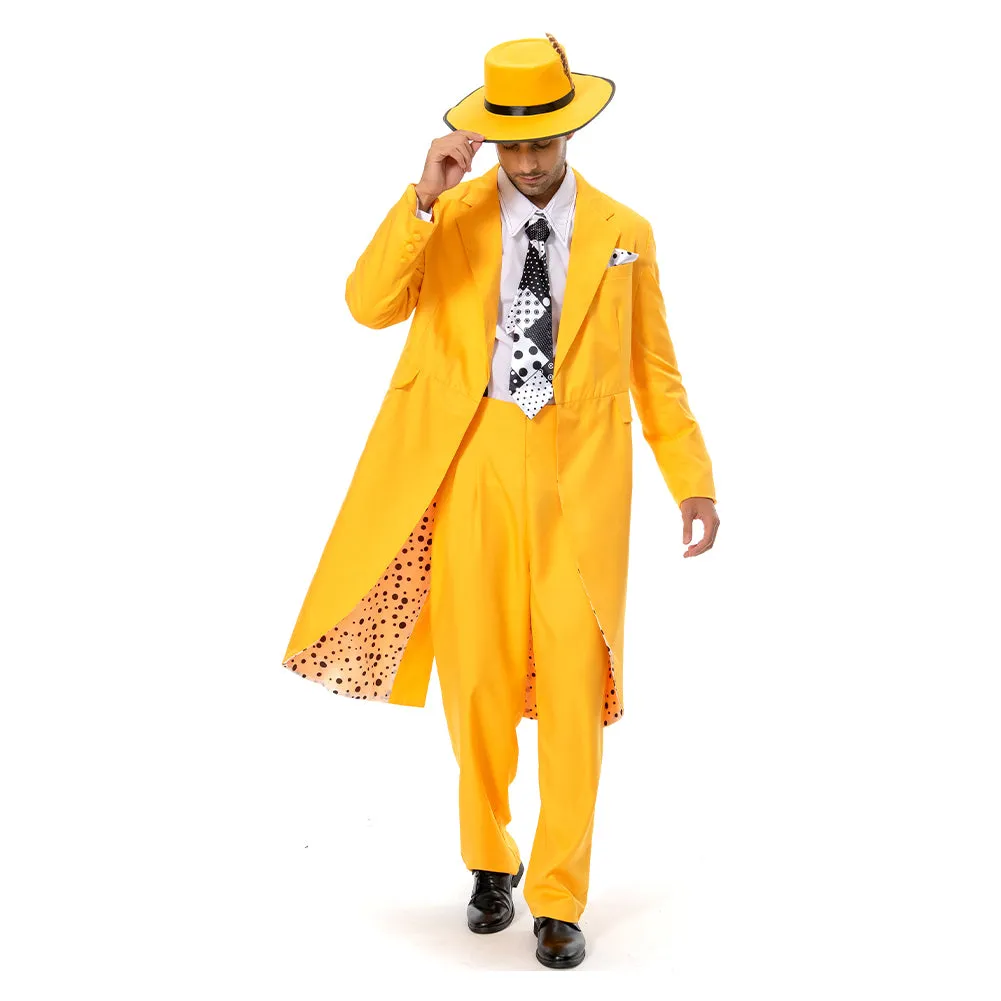 The Mask Jim Carrey Yellow Suit Cosplay Costume Men Uniform Outfit Halloween Carnival Costume