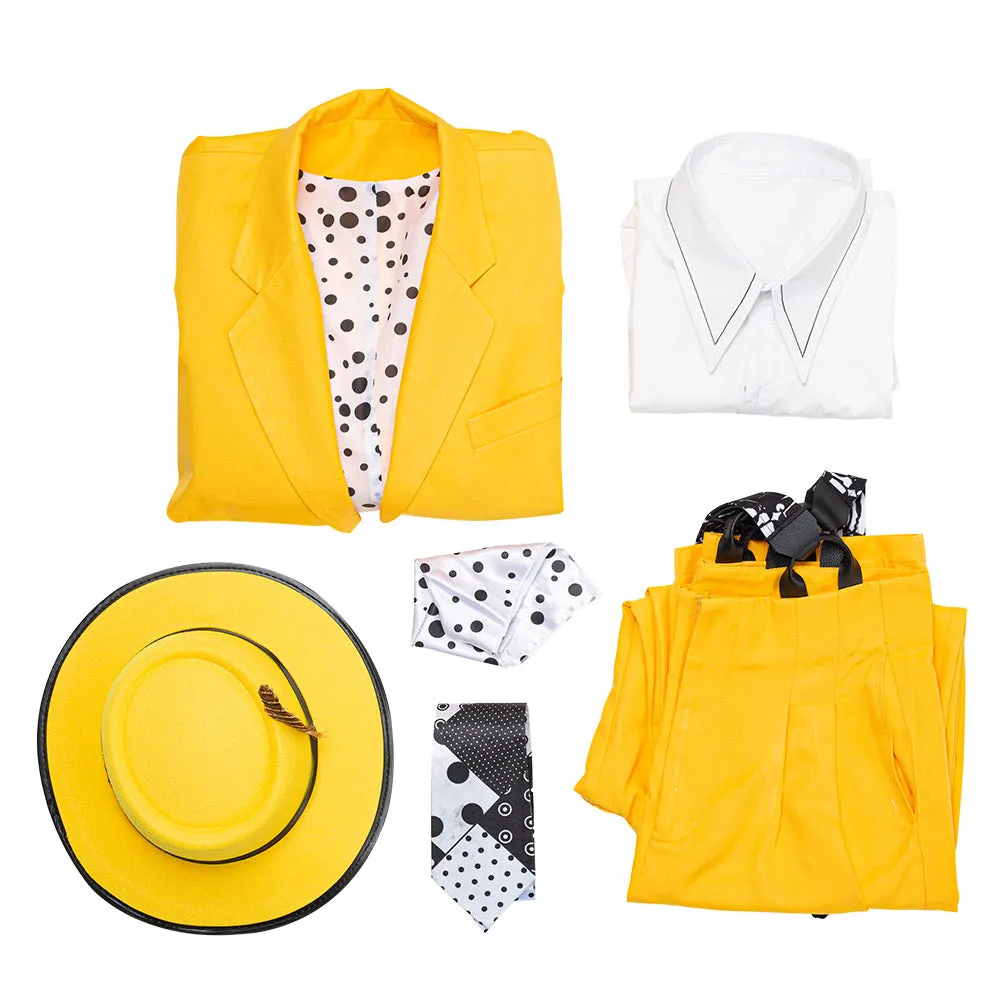 The Mask Jim Carrey Yellow Suit Cosplay Costume Men Uniform Outfit Halloween Carnival Costume
