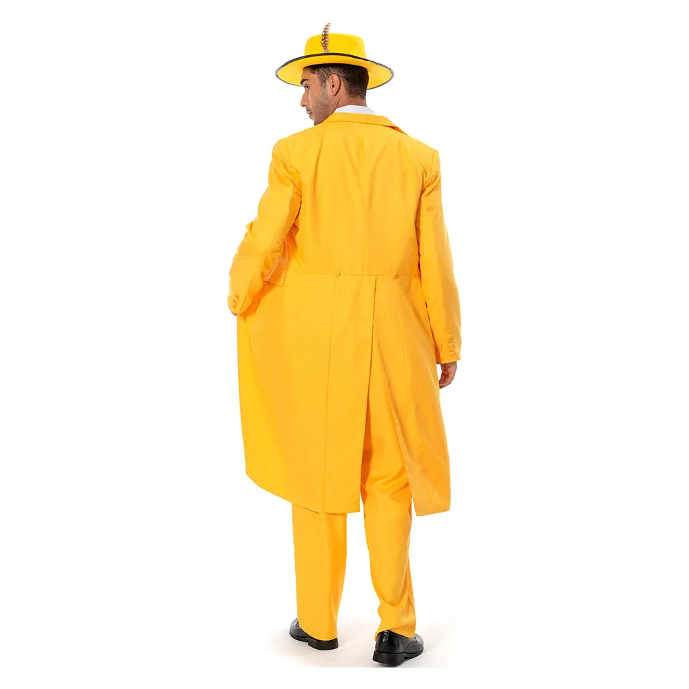 The Mask Jim Carrey Yellow Suit Cosplay Costume Men Uniform Outfit Halloween Carnival Costume