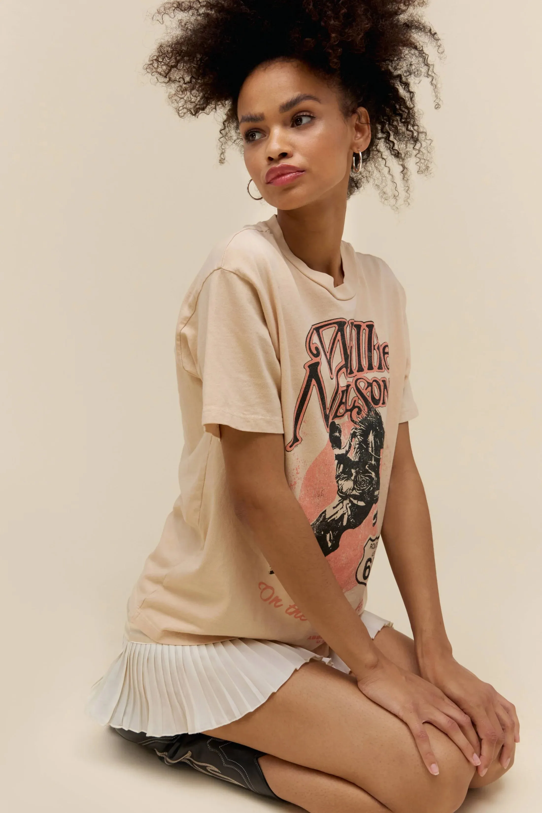 The Willie Nelson Route 66 Weekend Tee by Daydreamer - Sand