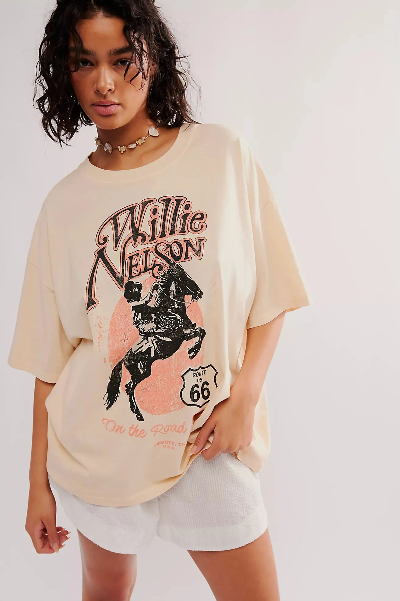 The Willie Nelson Route 66 Weekend Tee by Daydreamer - Sand