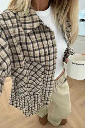 TheldaIC Skjorte - Beige Sort Ternet
