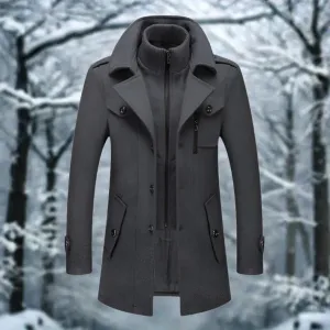 Thick Winter Coat with High Collar & Extra-Long Sleeves