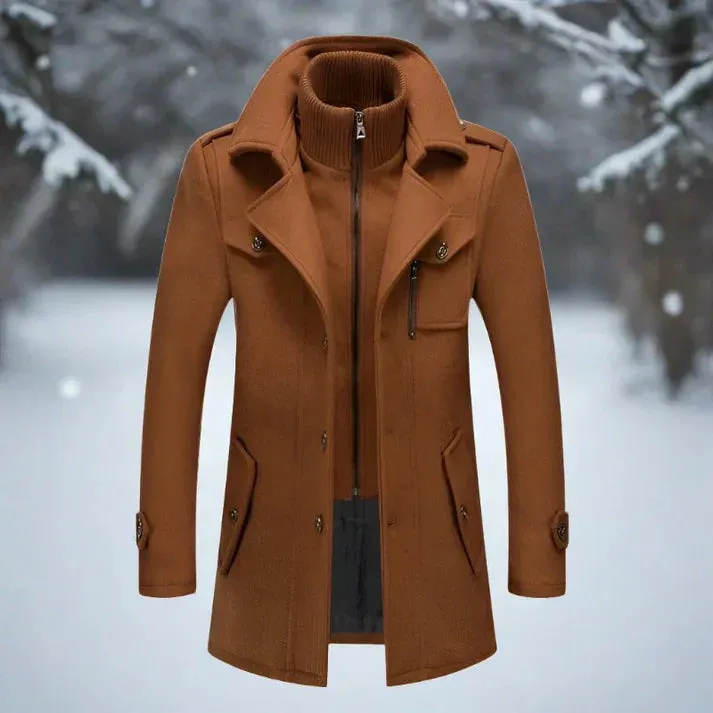 Thick Winter Coat with High Collar & Extra-Long Sleeves