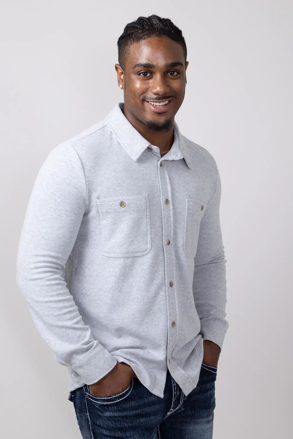 Thread & Supply Clark Shirt for Men in Grey Heather | T3184PVXTM-MEDHTRHEATHER