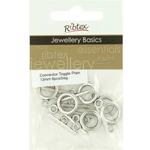 TOGGLE CLASP PLAIN DARK SILVER 13MM 6SET