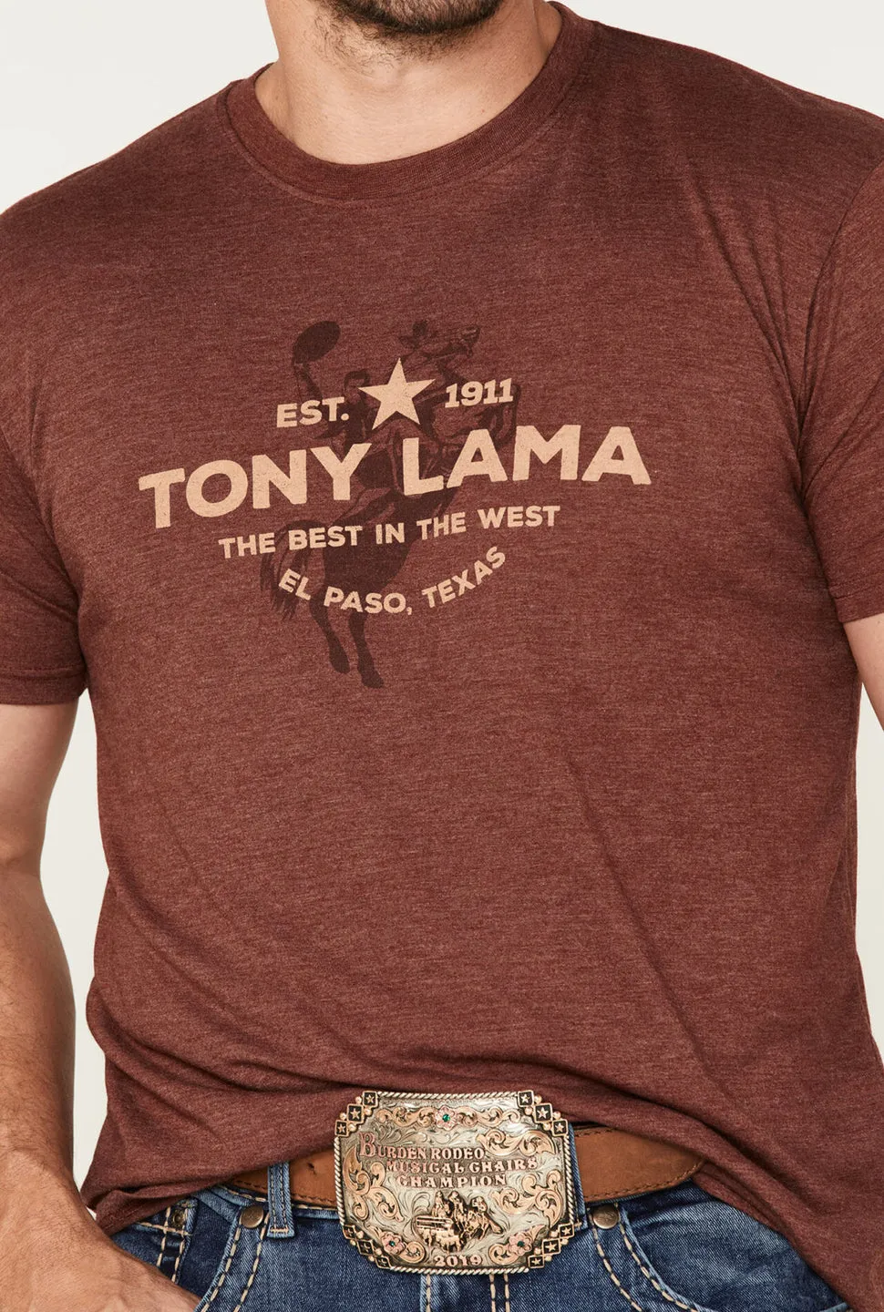 Tony Lama Maroon Cowboy Horse Graphic