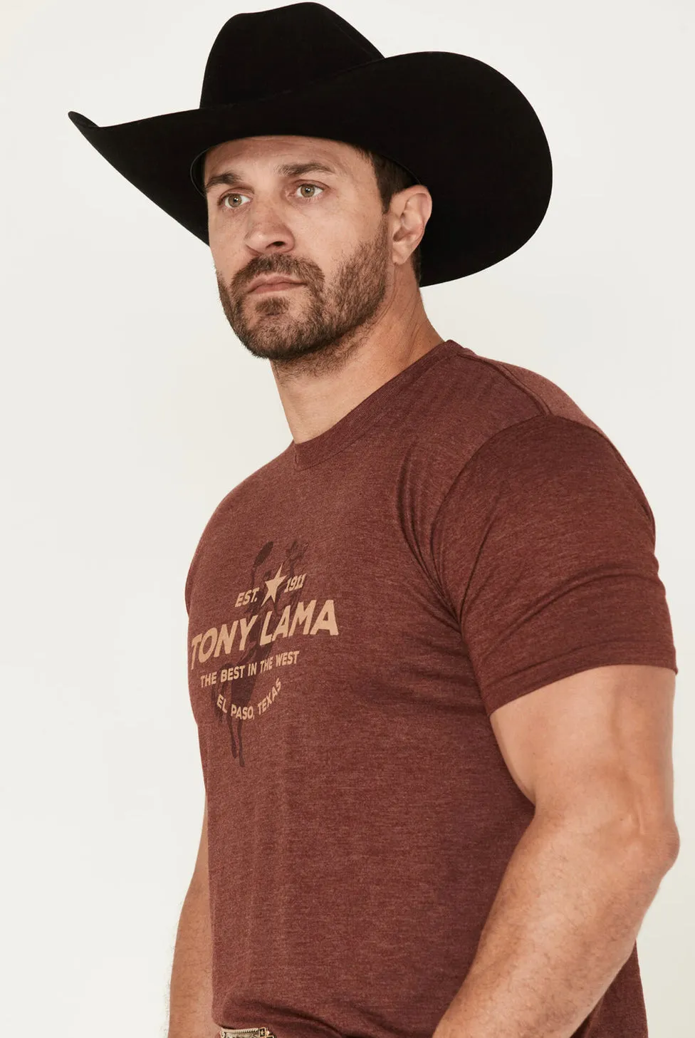 Tony Lama Maroon Cowboy Horse Graphic