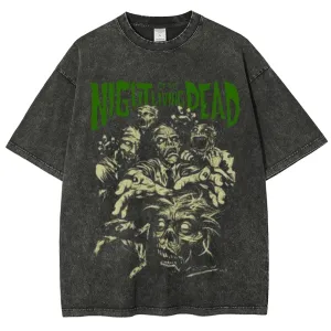 Unisex Vintage Night Of The Living Dead Graphic Short Sleeve Washed T-shirt