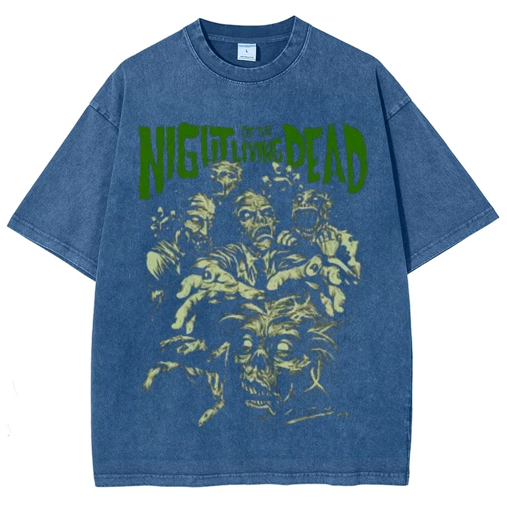 Unisex Vintage Night Of The Living Dead Graphic Short Sleeve Washed T-shirt