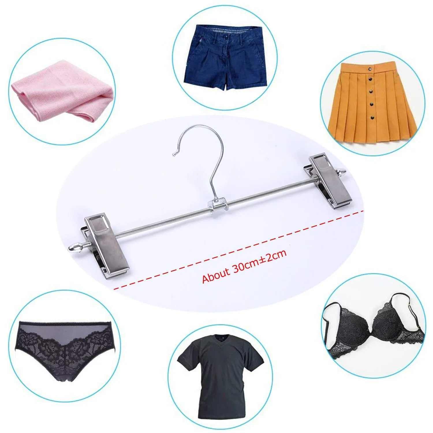 Upgraded Version Pants Hanger, 20pcs Stainless Steel Trouser Hangers with Clips 360 Degree Swivel Hook Space Saving Metal Hangers for Skirts, Pants, Slacks, Jeans, and More