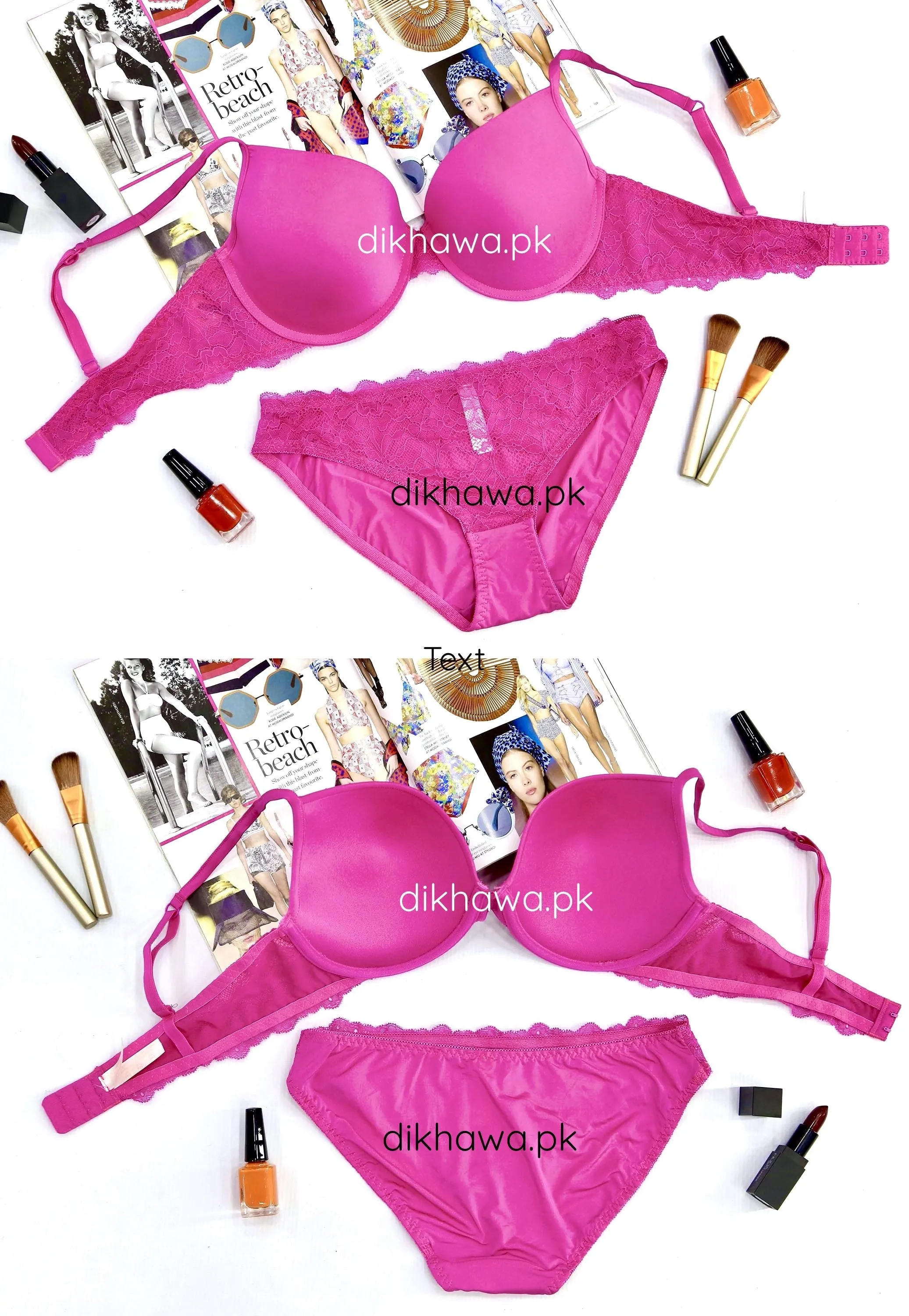 Victoria's Secret - Pushup Soft Padded Bra Panty Set - Plain Bra