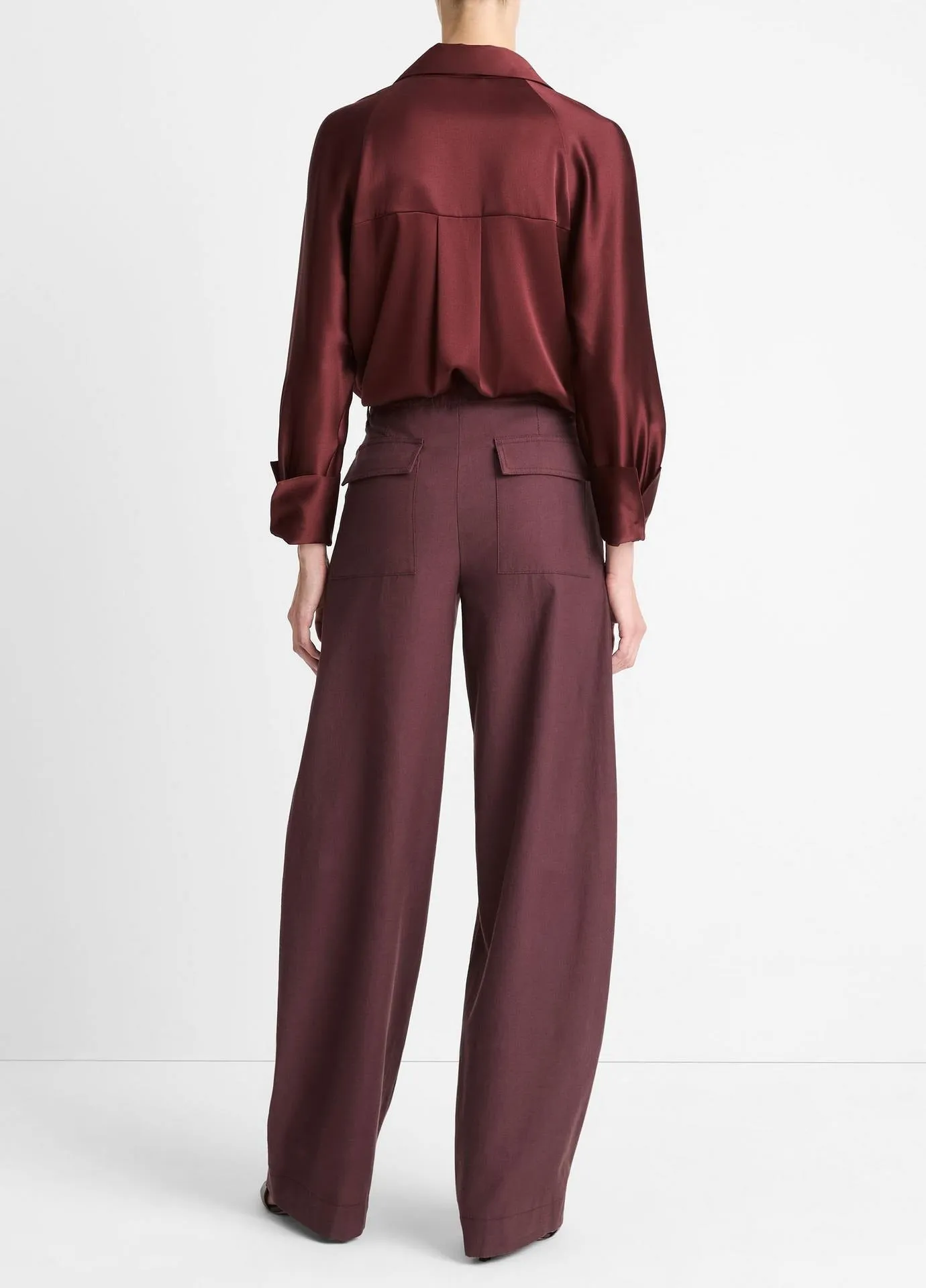 Vince Mid Rise Cotton Wool Utility Pant in Cherry Night