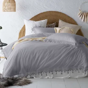 Vintage Design Gypsy Silver 100% Cotton Tassel Quilt Cover Sets