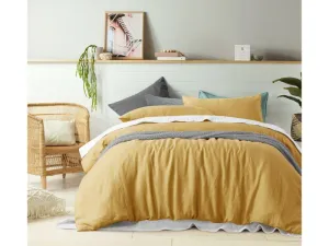 Vintage Design Ochre 100% Linen Quilt Cover Set