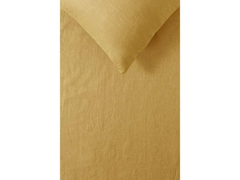 Vintage Design Ochre 100% Linen Quilt Cover Set