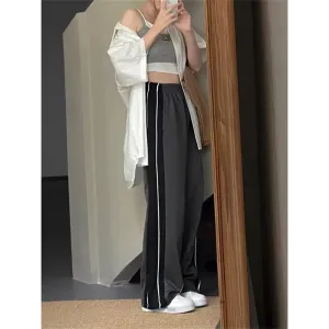 Vintage Y2K Gray Track Pants with Side Stripe