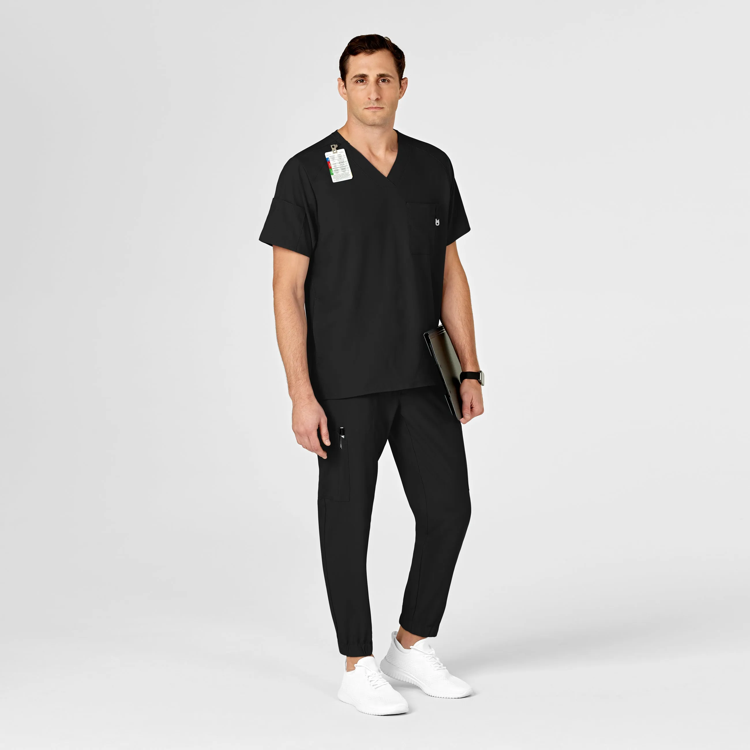 W123 5655 Men's Cargo Jogger Scrub Pants Black