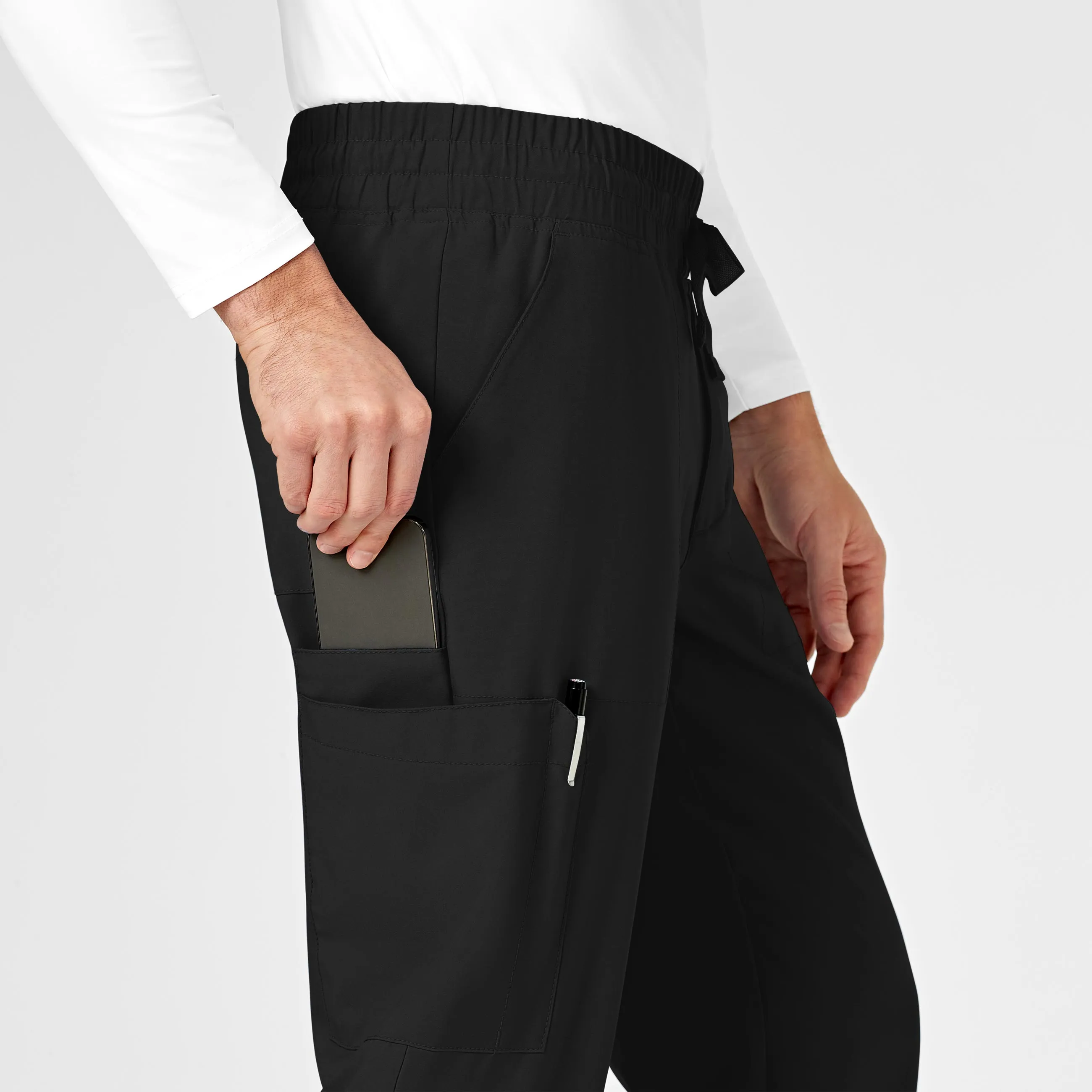 W123 5655 Men's Cargo Jogger Scrub Pants Black