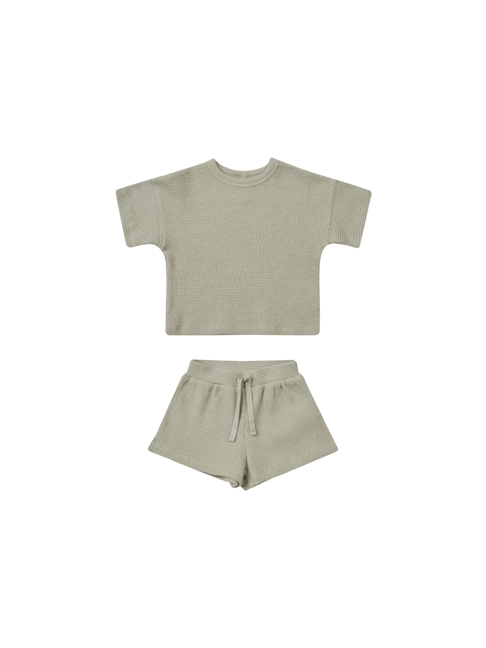 waffle tee   short set || sage