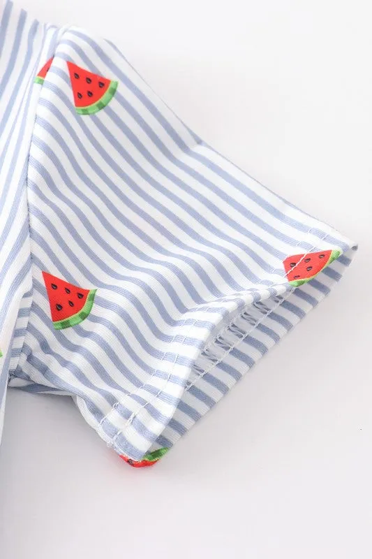 Watermelon print stripe boy top