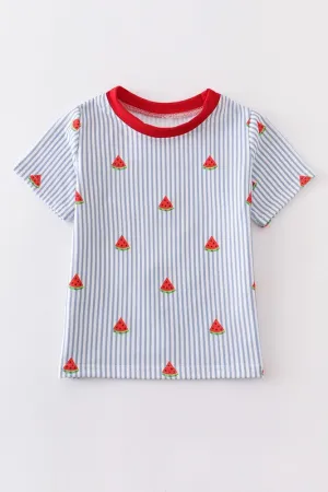 Watermelon print stripe boy top