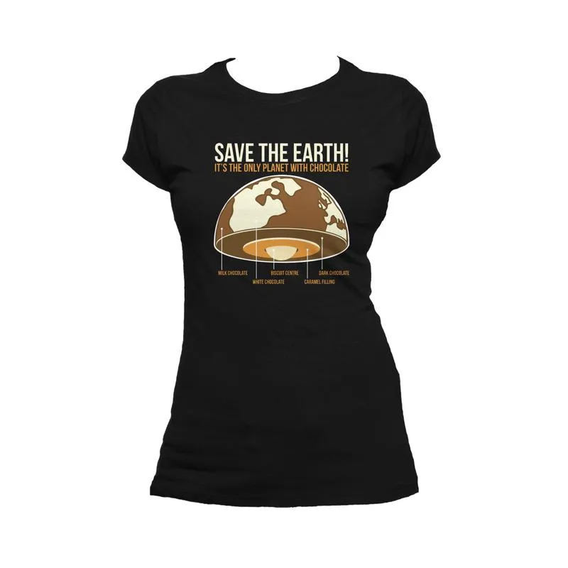 Weird Science Save The Earth - Chocolate Official Ladies T-Shirt (Black)