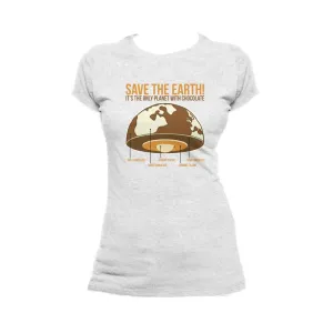 Weird Science Save The Earth - Chocolate Official Ladies T-Shirt (Heather Grey)
