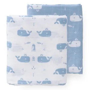 Whale Blue Muslin Set - 2 pack
