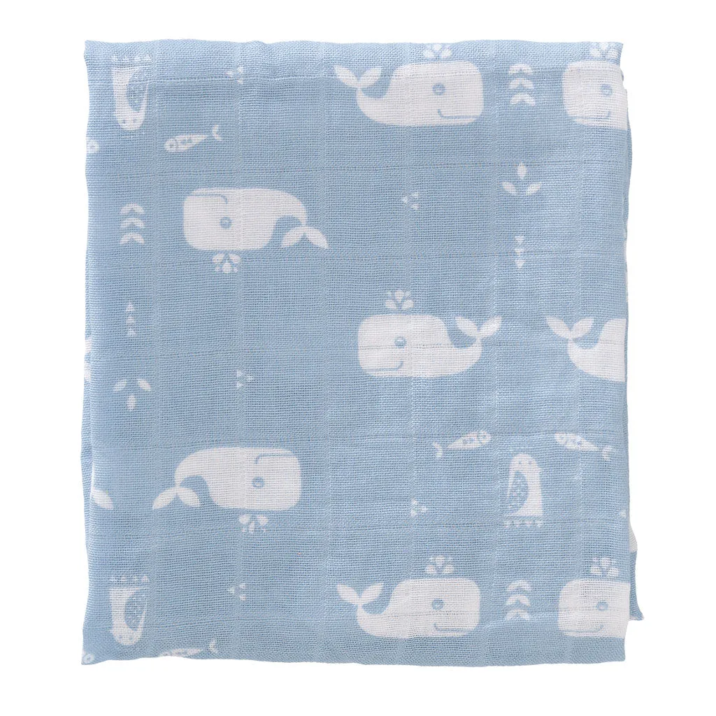 Whale Blue Muslin Set - 2 pack