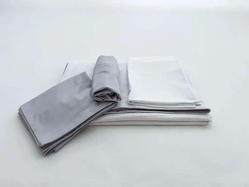 White and Light Gray Toddler Crib Bedding Set