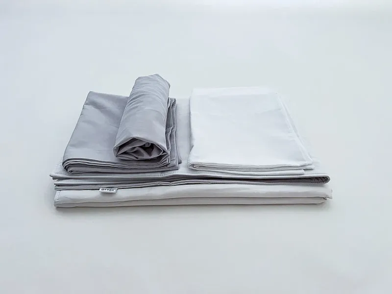 White and Light Gray Toddler Crib Bedding Set