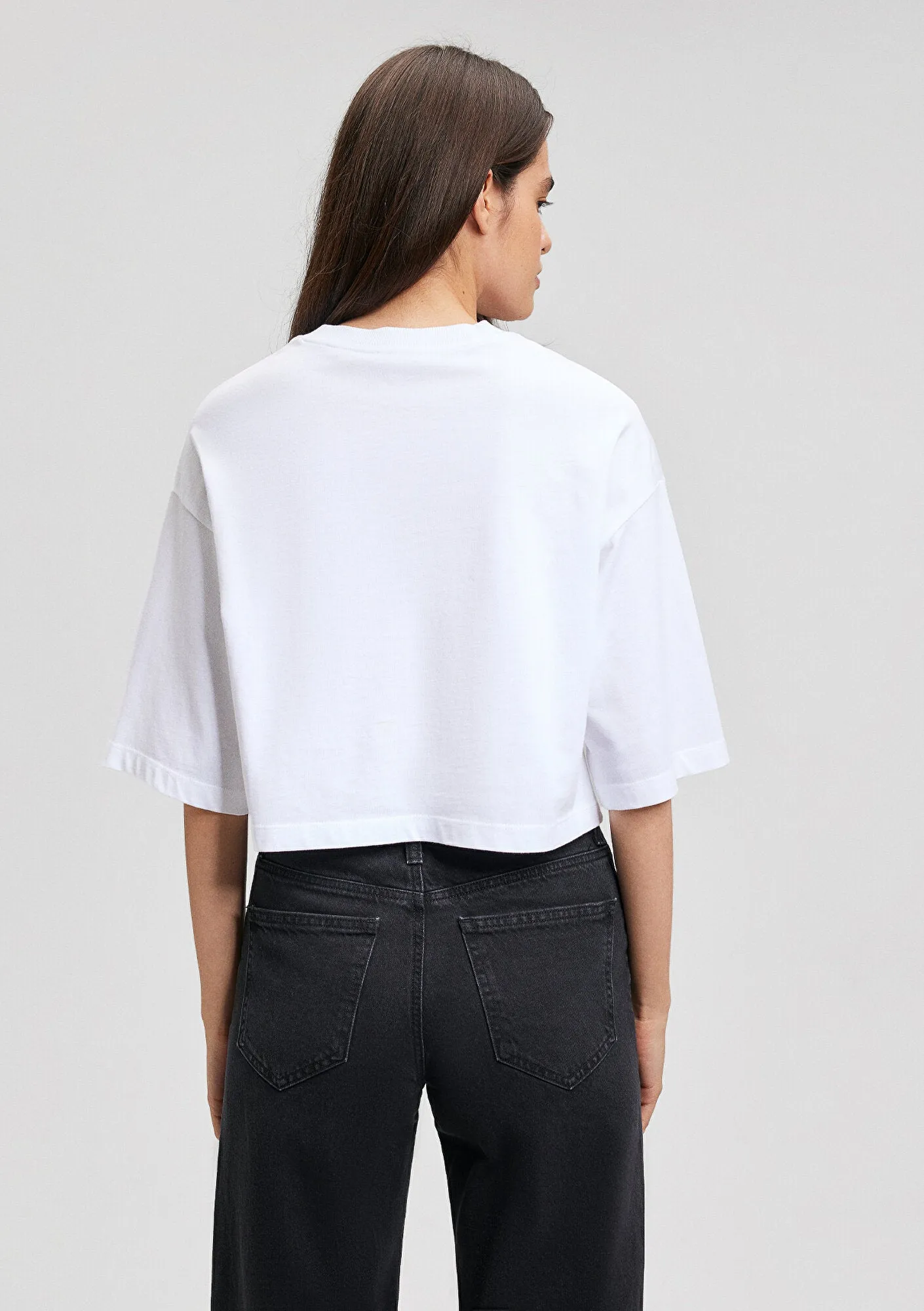 White Basic Crop T-Shirt